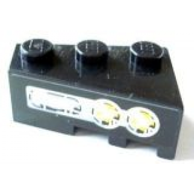 black wedge 3 x 2 left with yellow lights pattern sticker - set 8479