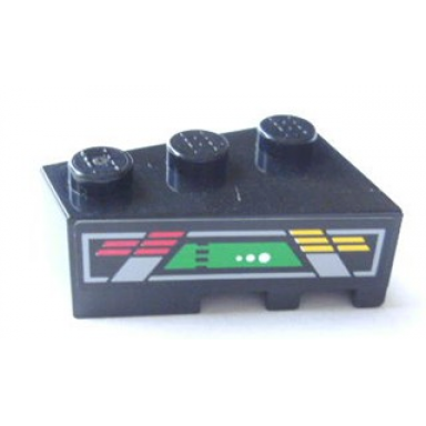black wedge 3 x 2 left with red yellow and green console display pattern sticker - set 8479