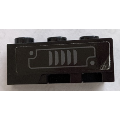 black wedge 3 x 2 left with dark bluish gray vent pattern sticker - set 70915