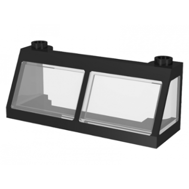 black windscreen 2 x 6 x 2 train with fixed trans-clear glass