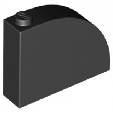 black slope curved 4 x 1 x 2 2 3 with stud
