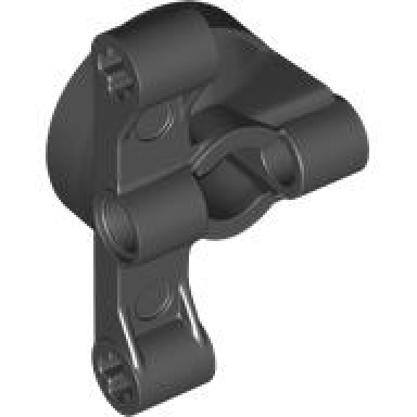 black technic steering wheel hub holder with 2 pin holes and 2 arms with axle holes without slots reinforced