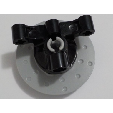 black technic steering axle with 2 pin holes and 2 arms with axle holes without slots reinforced with light bluish gray wheel hub 3 pin holes round 65766 35189