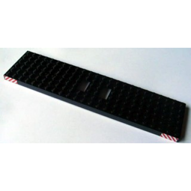 black train base 6 x 24 with 3 round holes each end with red and white danger stripes pattern at each end on both sides stickers - set 4552