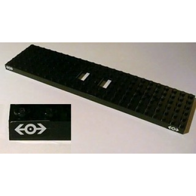 black train base 6 x 24 with 3 round holes each end with white train logo pattern at each end on both sides stickers - set 2126