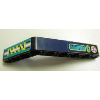 black technic liftarm modified bent thick 1 x 9 6 - 4 with yellow spring and controls pattern stickers - set 8245