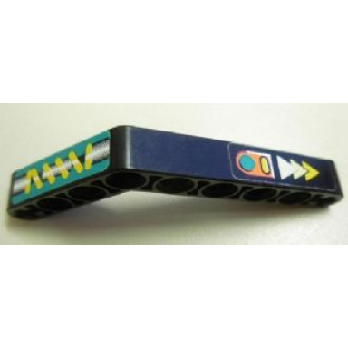 black technic liftarm modified bent thick 1 x 9 6 - 4 with yellow spring and arrows pattern stickers - set 8245