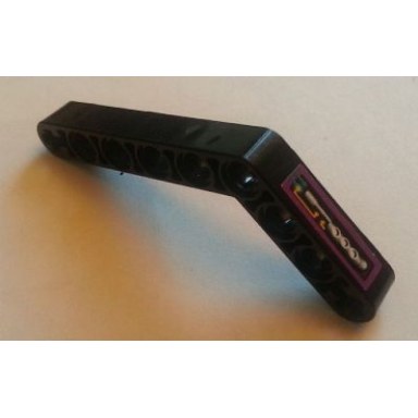 black technic liftarm modified bent thick 1 x 9 6 - 4 with light gray mechanical and yellow and dark turquoise wiring on purple background pattern sticker - sets 3038 8266