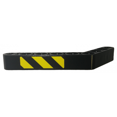 black technic liftarm modified bent thick 1 x 9 6 - 4 with black and yellow danger stripes pattern model left side sticker - set 9397