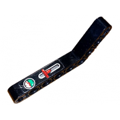 black technic liftarm modified bent thick 1 x 9 6 - 4 with red lever and gauge pattern model left side sticker - set 8253