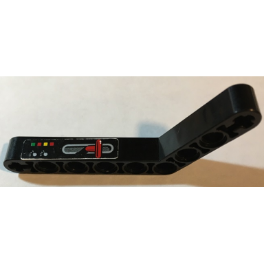 black technic liftarm modified bent thick 1 x 9 6 - 4 with red lever and six buttons pattern model right side sticker - set 8253