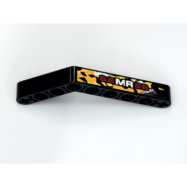 black technic liftarm modified bent thick 1 x 9 6 - 4 with dark red and white 62mr56 on stone background pattern sticker - set 42069