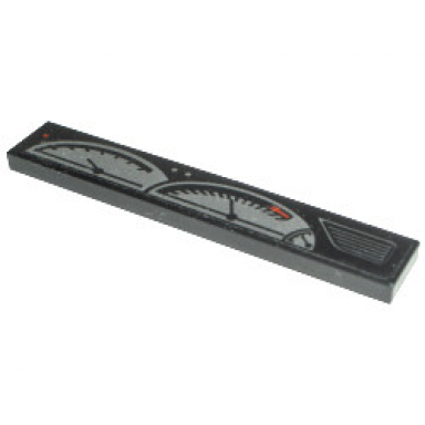 black tile 1 x 6 with dashboard gauges pattern sticker - set 8466