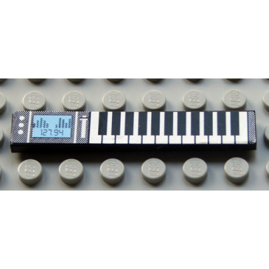 black tile 1 x 6 with keyboard and equalizer display pattern sticker - set 5942