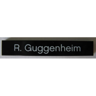 black tile 1 x 6 with r guggenheim pattern