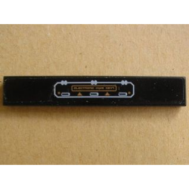 black tile 1 x 6 with white circuitry and electronic kws x247 on black background pattern sticker - set 7694