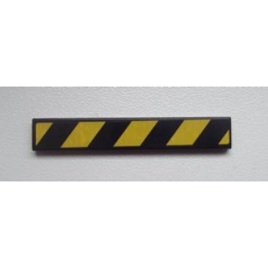 black tile 1 x 6 with black and yellow danger stripes pattern sticker - set 9486