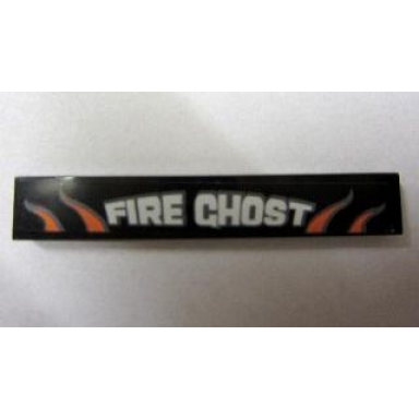 black tile 1 x 6 with fire ghost pattern sticker - set 8165