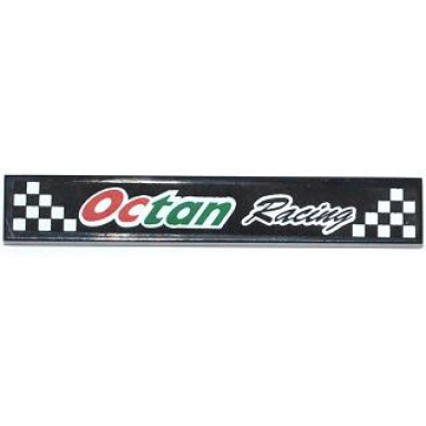 black tile 1 x 6 with octan racing and black and white checkered pattern sticker - set 60053