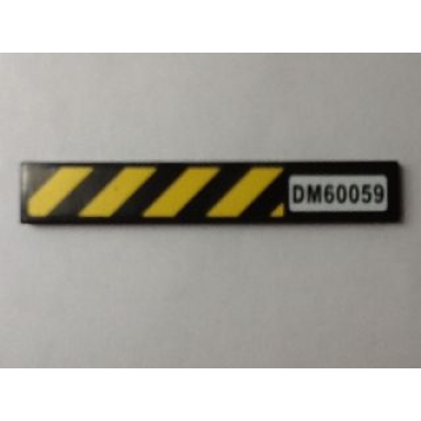 black tile 1 x 6 with dm60059 and black and yellow danger stripes pattern sticker - set 60059