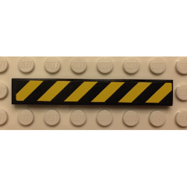 black tile 1 x 6 with black and yellow danger stripes thin pattern sticker - set 60059