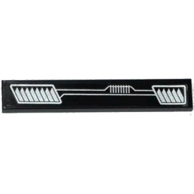 black tile 1 x 6 with silver vents and lines pattern model left side sticker - set 60085