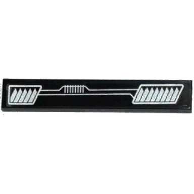 black tile 1 x 6 with silver vents and lines pattern model right side sticker - set 60085