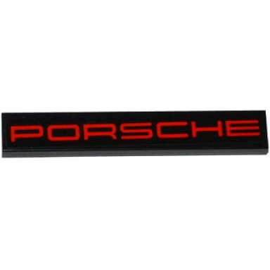 black tile 1 x 6 with red porsche on black background pattern sticker - sets 75876 75887 75888 75912