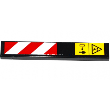 black tile 1 x 6 with warning signs and red and white danger stripes pattern model left side sticker - set 42053