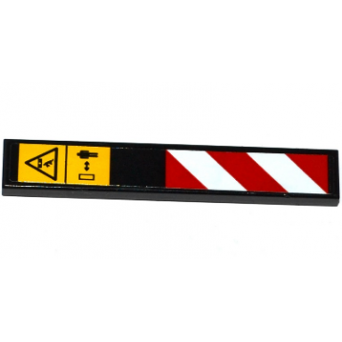 black tile 1 x 6 with warning signs and red and white danger stripes pattern model right side sticker - set 42053