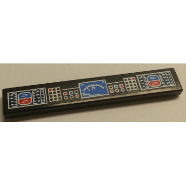 black tile 1 x 6 with airplane controls pattern sticker - set 8068