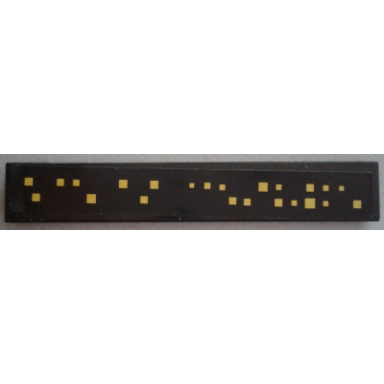 black tile 1 x 6 with yellow squares windows on black background pattern sticker - set 9515