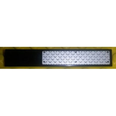 black tile 1 x 6 with silver tread plate and 6 rivets pattern - end placement sticker - set 7906