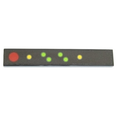 black tile 1 x 6 with red light 4 lime and 2 yellow dots on black background pattern model right side sticker - set 42054