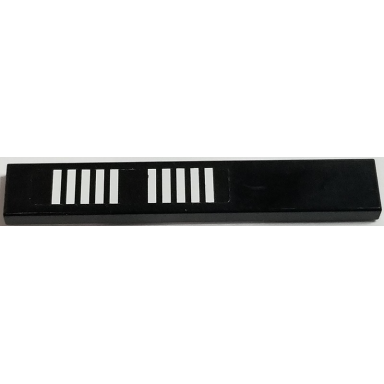 black tile 1 x 6 with 10 white stripes on black background pattern sticker - set 2556