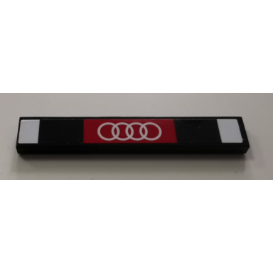 black tile 1 x 6 with white audi logo on red background pattern sticker - set 75872