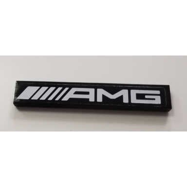 black tile 1 x 6 with white amg on black background pattern sticker - set 75877