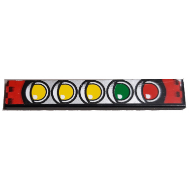 black tile 1 x 6 with yellow green and red race start lights pattern sticker - set 8279