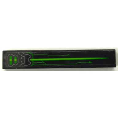 black tile 1 x 6 with hull plates green and lime arrow and circuitry pattern model right side sticker - set 72003
