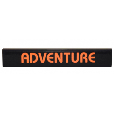 black tile 1 x 6 with orange adventure pattern sticker - set 10306