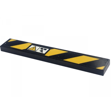 black tile 1 x 6 with black and yellow danger stripes crush zone and exclamation mark in warning triangle pattern model left side sticker - set 42094