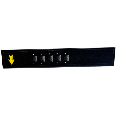 black tile 1 x 6 with silver air vents and yellow arrow pointing down pattern model left side sticker - set 42153