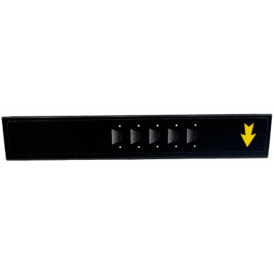 black tile 1 x 6 with silver air vents and yellow arrow pointing down pattern model right side sticker - set 42153