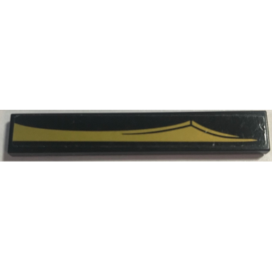 black tile 1 x 6 with gold scalloped sword blade pattern model left side sticker - set 70669