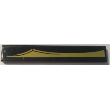 black tile 1 x 6 with gold scalloped sword blade pattern model right side sticker - set 70669