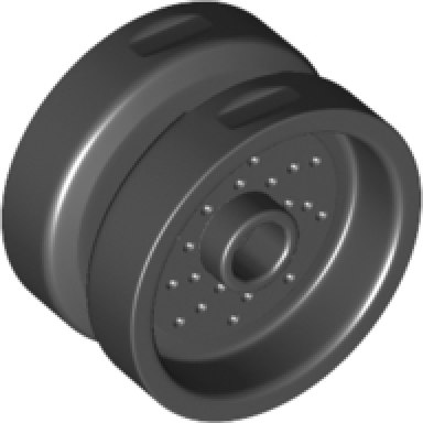 black wheel 18mm d x 12mm with pin hole and stud dotted brake rotor lines