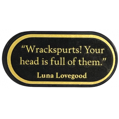 black tile round 2 x 4 oval with gold wrackspurts! your head is full of them luna lovegood and border pattern sticker - set 76405