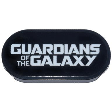 black tile round 2 x 4 oval with white guardians of the galaxy pattern sticker - set 76297