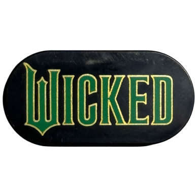 black tile round 2 x 4 oval with green and gold wicked logo pattern