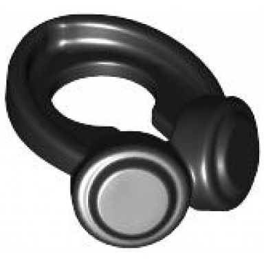 black minifigure headphones around neck